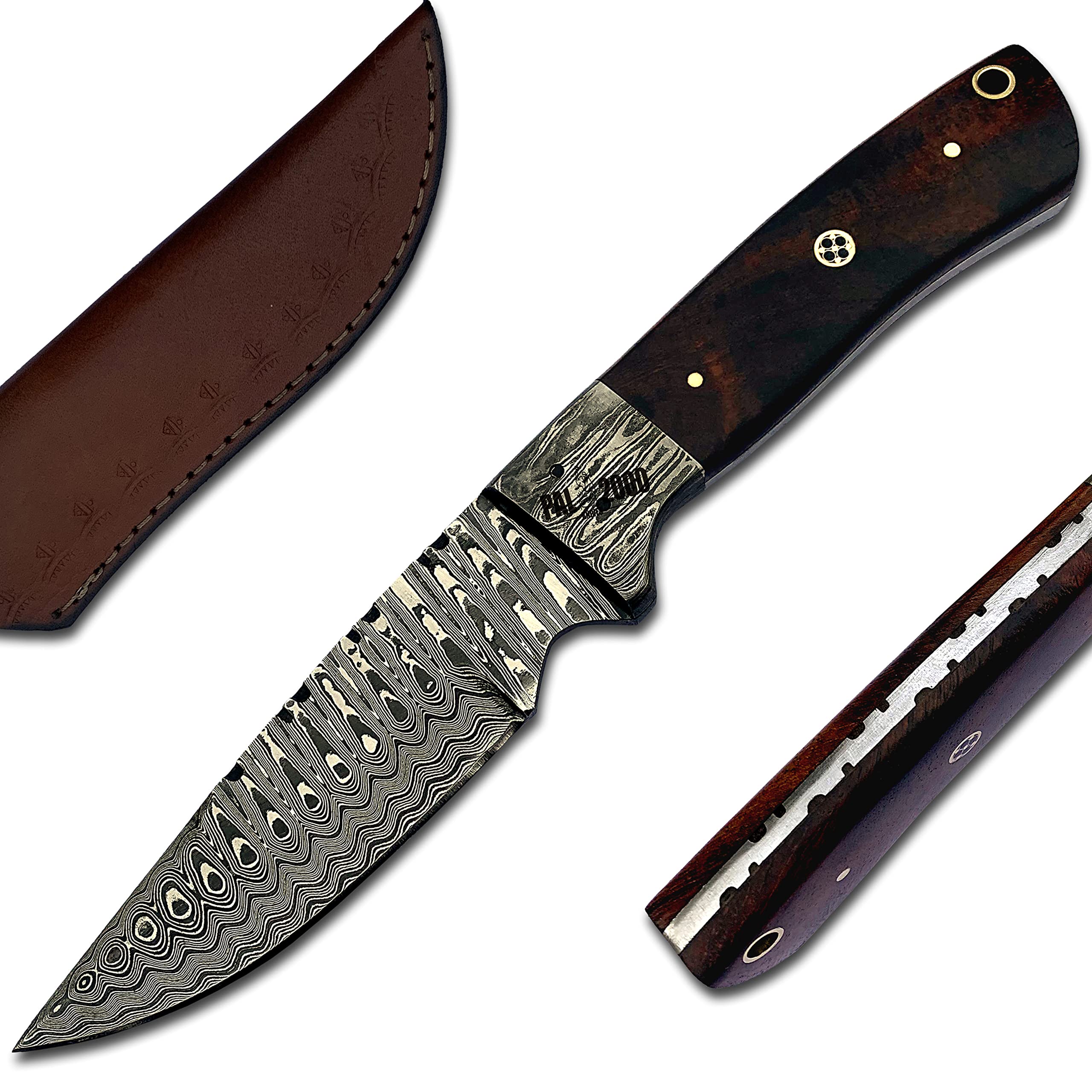 PAL 2000 KNIVES Custom Handmade Damascus Steel 10.5 Inches Hunting Knife with Sheath 6002