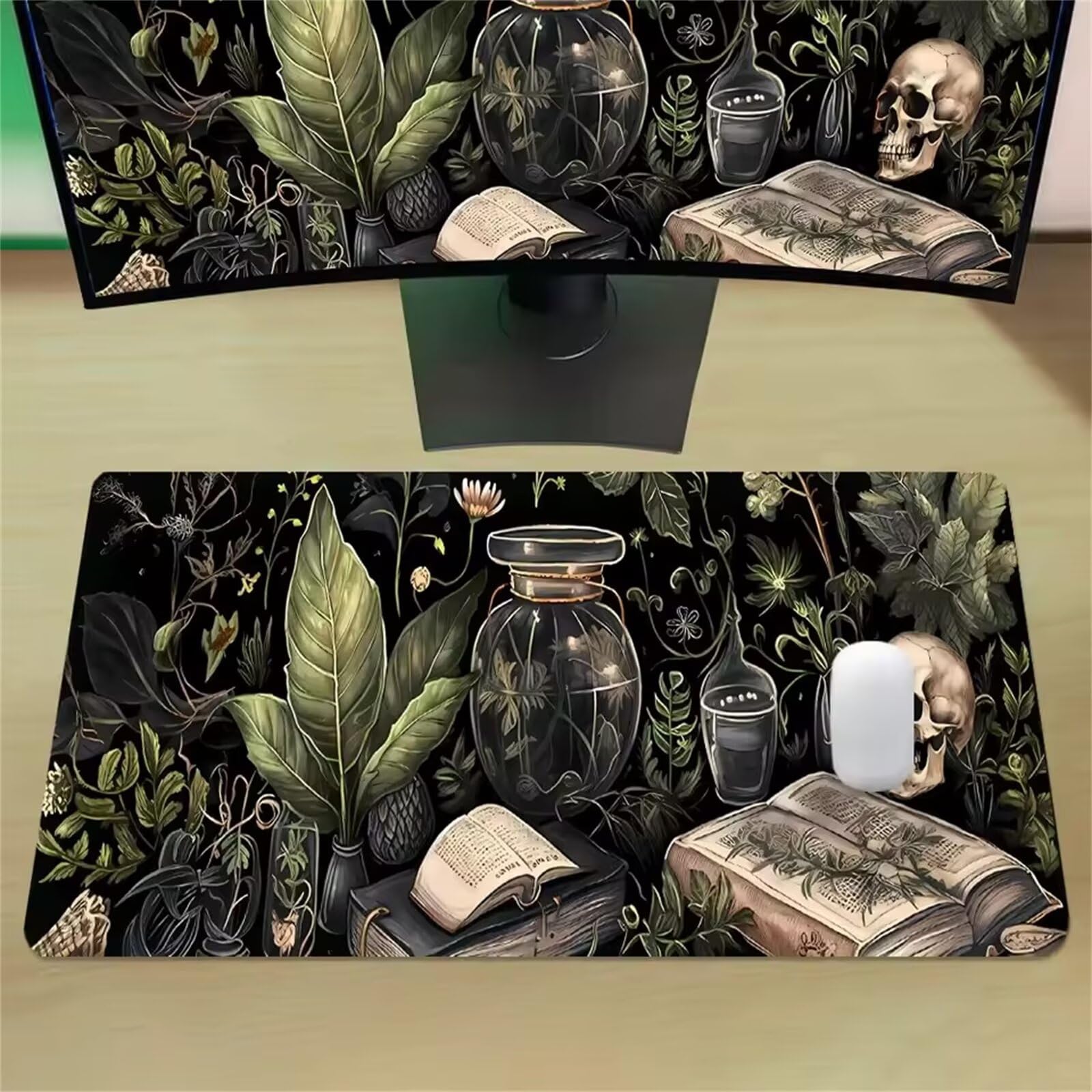 Grand Tapis de Souris de Jeu 1000 x 500 x 3mm, Tapis de Souris XXL Paysage Végétal, Optimisé pour Capteur, Haute Précision et Vitesse avec Bords Cousus pour Bureau et Gaming