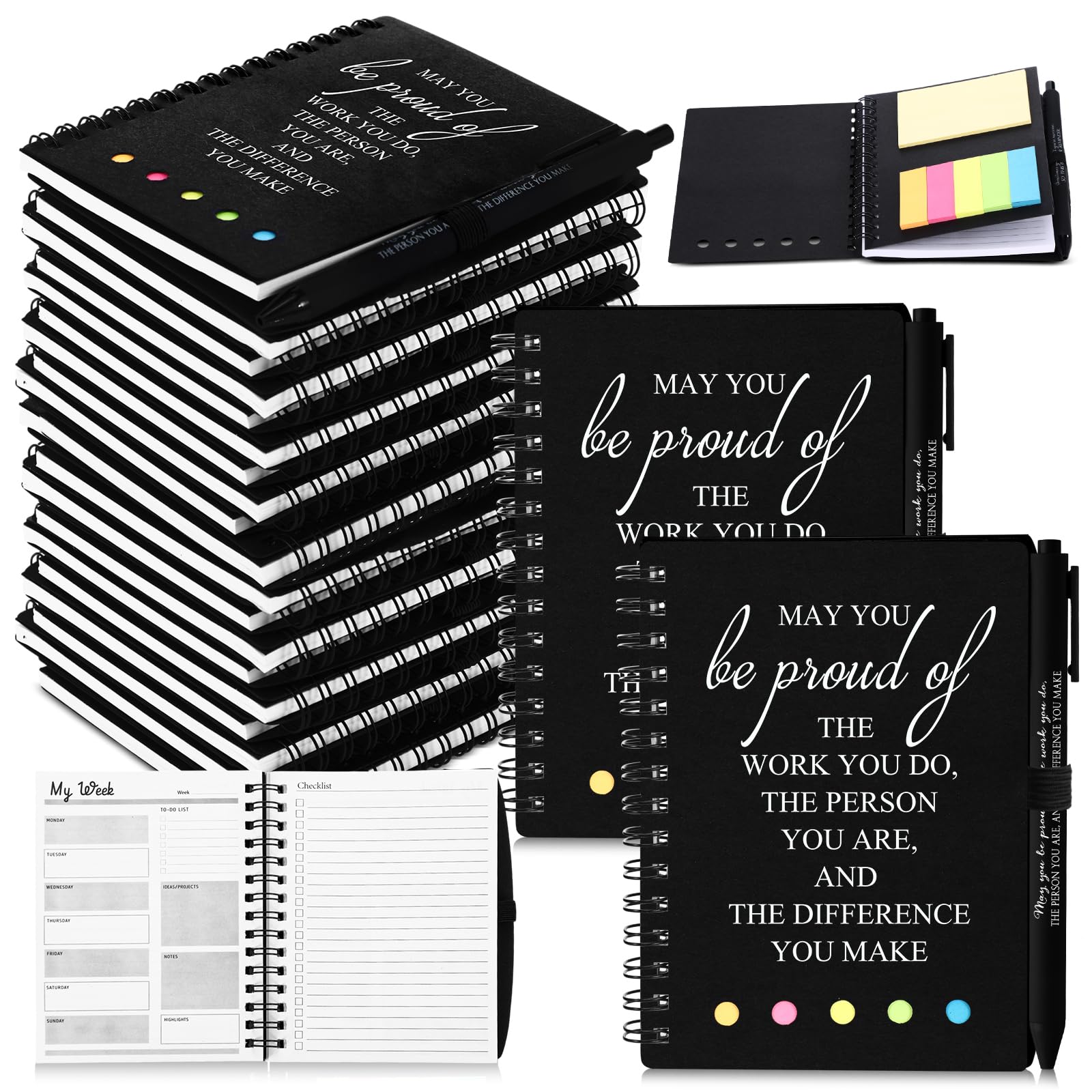 Resurhang 48 Pcs/ 24 Set Employee Appreciation Gift for Coworkers Bulk A6 Notebooks Dispatcher Gifts Inspirational Journals Pens Office Gift for