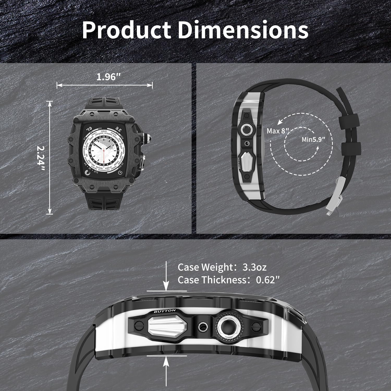 Luxury Metal Case with Band for Apple Watch Series 9 8 7 45mm SE 6 5 4 44mm, Military Rugged Protective Bumper with Screen Protector, Tactical Heavy Duty Full Body Protection for Men iWatch