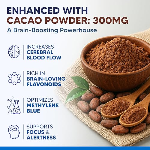 Miniatura 5 de aSquared Nutrition Methylene Blue Capsules - Pharmaceutical Grade Supplement for Humans - 12mg USP Grade - w/Vitamin C & Cacao Powder - Brain,