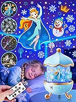 Pikoy Frozen Princess Star Projector Night Light for Kids - 16 Films, 15 Lullabies, 336 Colors, 360° Rotation, Remote & Rechargeable Girls Toys