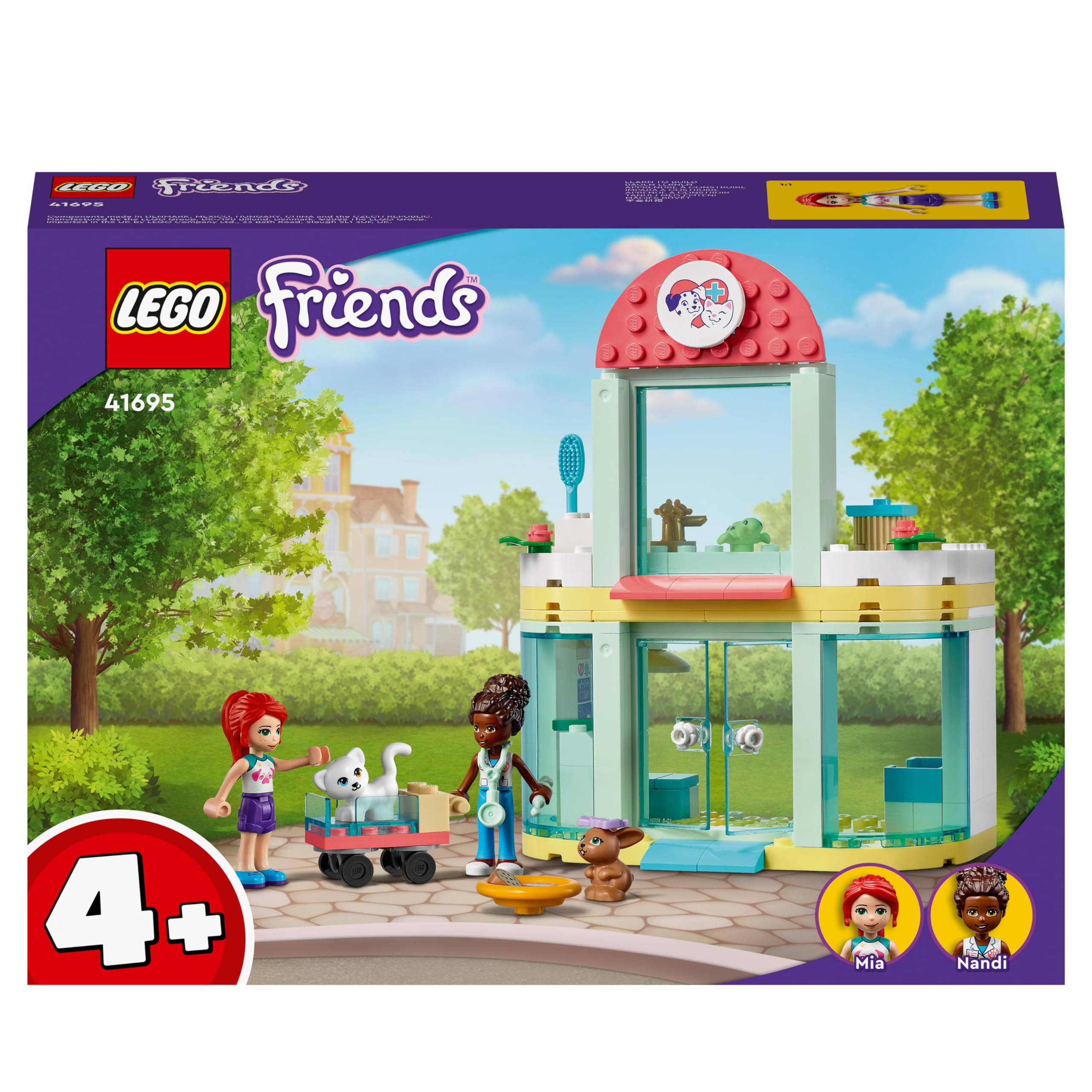 LEGO 41695 Friends Pet Clinic Vet Set Animal Rescue , Mia Cat & Rabbit Mini Figs
