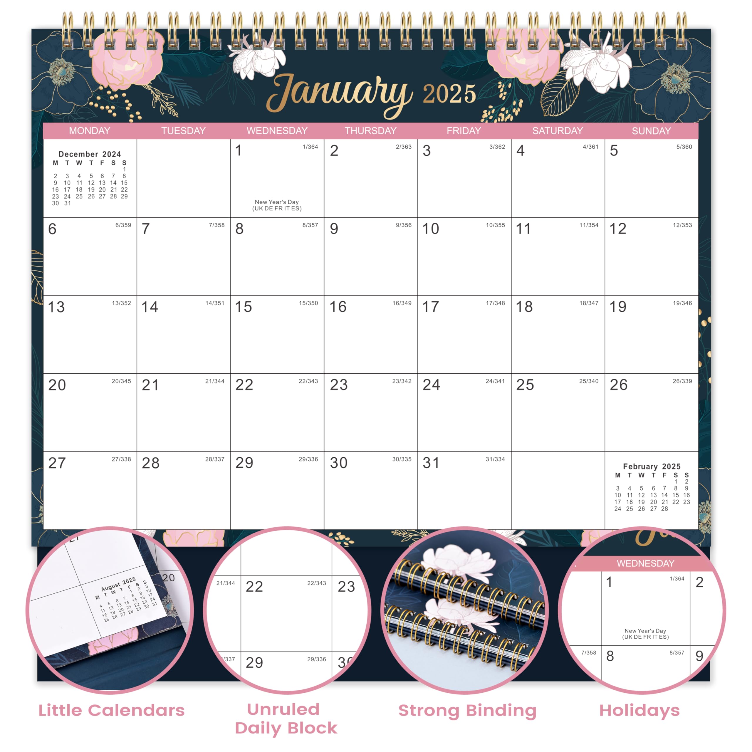 Desk Calendar 2026-2027 (July 2026, Dec 2027), 18-Month Mid-Year Start Calendar with UK Holidays - Image 4
