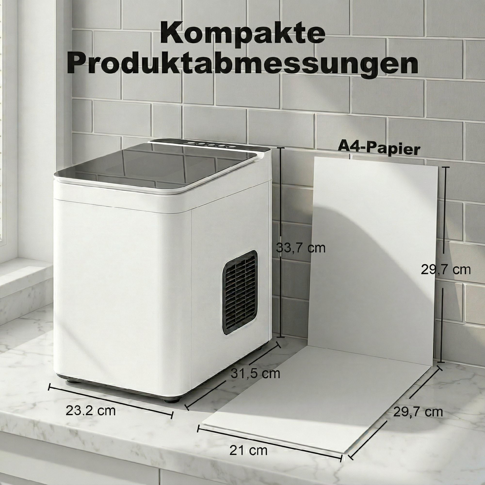 HOMCOM Eiswürfelmaschine Klein, 12 kg 24 Std., 9 Eiswürfel in 7-10 Minuten, 2 Größen von Bullet-Eiswürfeln, Ice Maker Selbstreinigend Eiswürfelbereiter mit Eisschaufel und Korb, für Küche, Büro, Party