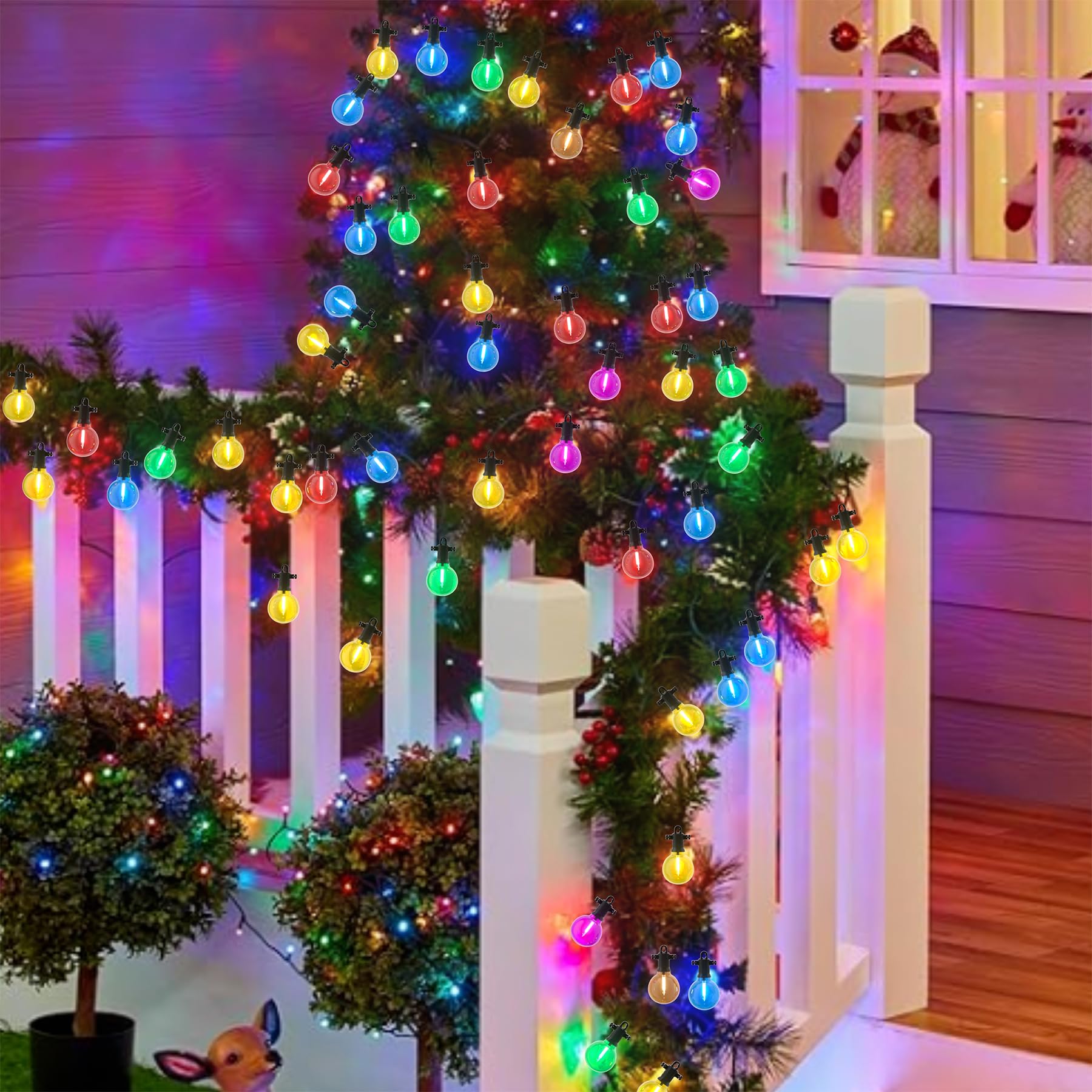 Zuske Bunte LED Lichterkette Außen 15m, 25 G40 Bunte Glühbirnen, mit Stecker, IP65 wasserdicht, für Weihnachten Erntedankfest Geburtstag Party Garten Terrasse Balkon Hochzeit
