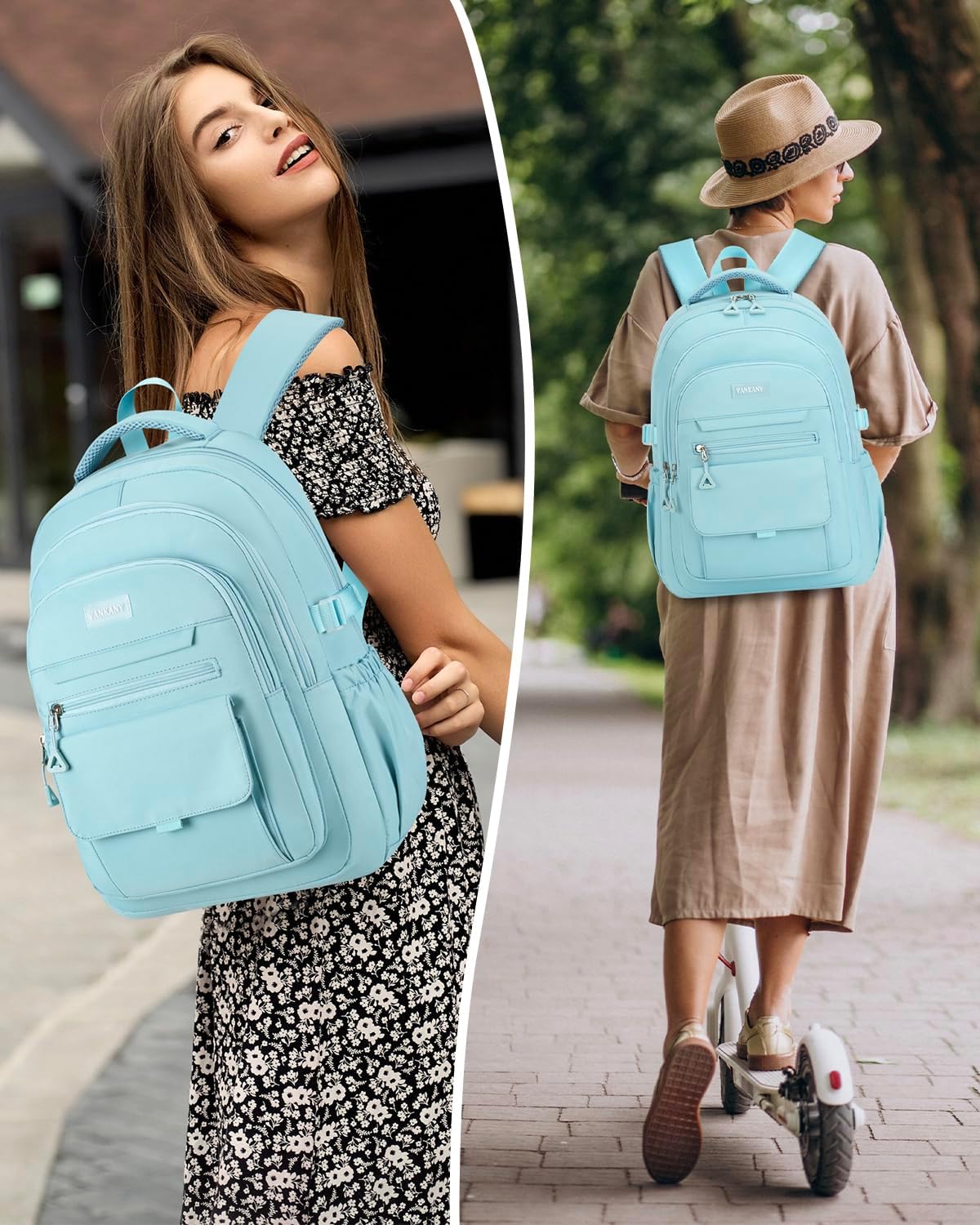 Teen Girls School Backpack, Aesthetic Bookbag for Middle High School, College Women Students Laptop Backpack Mochilas Escolares, Blue - Image 6