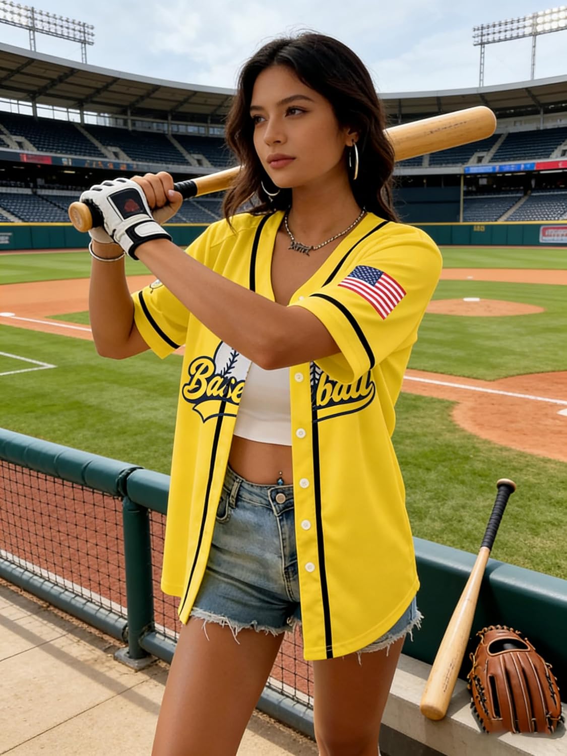 Baseball Jersey for Women Game Day Shirt Baseball Graphic Fan Number Tees Button up Short Sleeve Top - Image 4