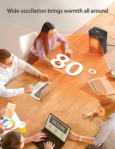 Miniatura 4 de Calentadores de espacio para uso en interiores, calentador portátil VCK con oscilación de 80, calentador eléctrico PTC de 1500 W con termostato,
