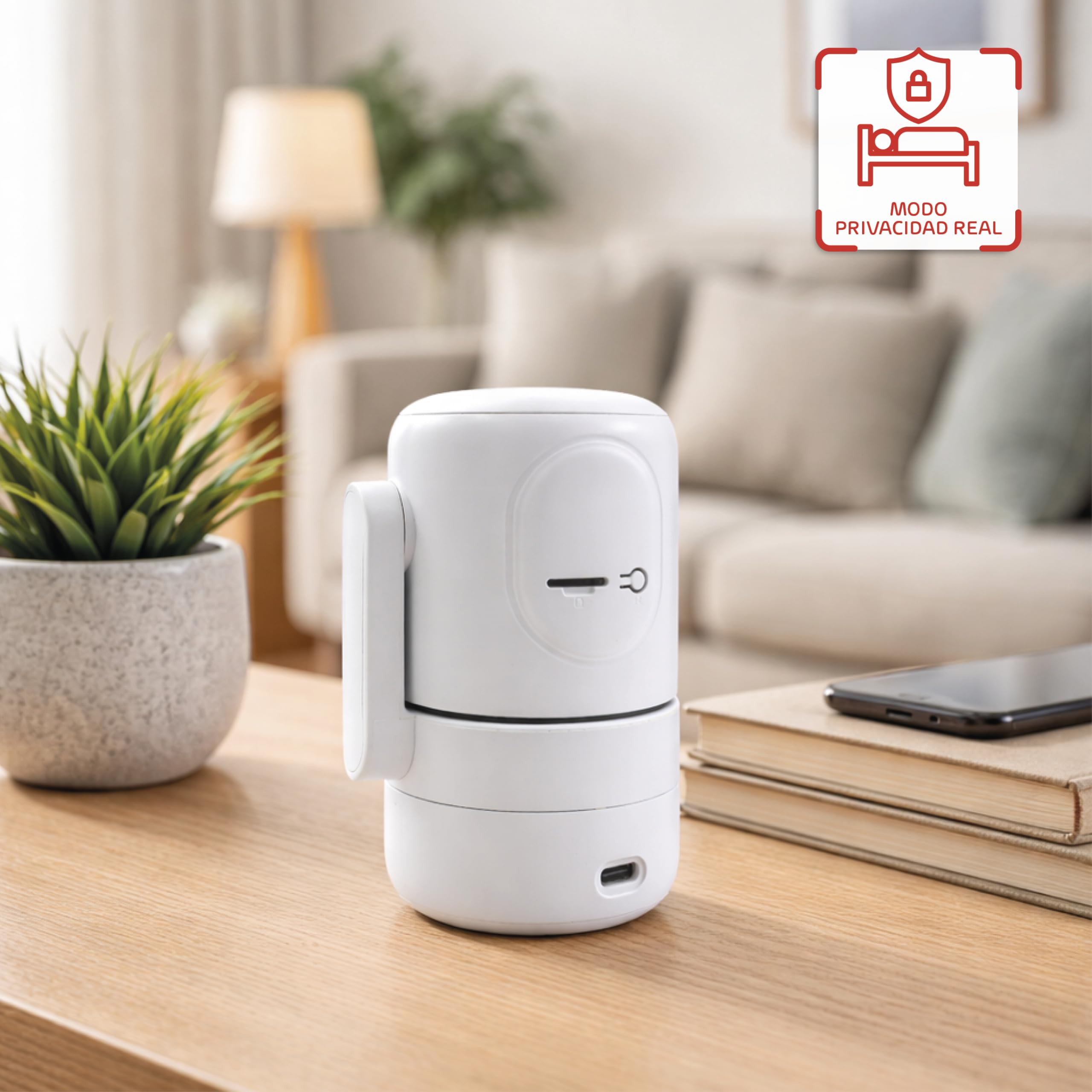 energeeks Sentinel Pro - Cámara IP WiFi Interior 5Ghz y 2,4Ghz - 360º - Resolución 2K Full HD - 4 MP - Detección Movimiento/Sonido - Botón de Llamada - Almacenamiento SD/Nube - ONVIF