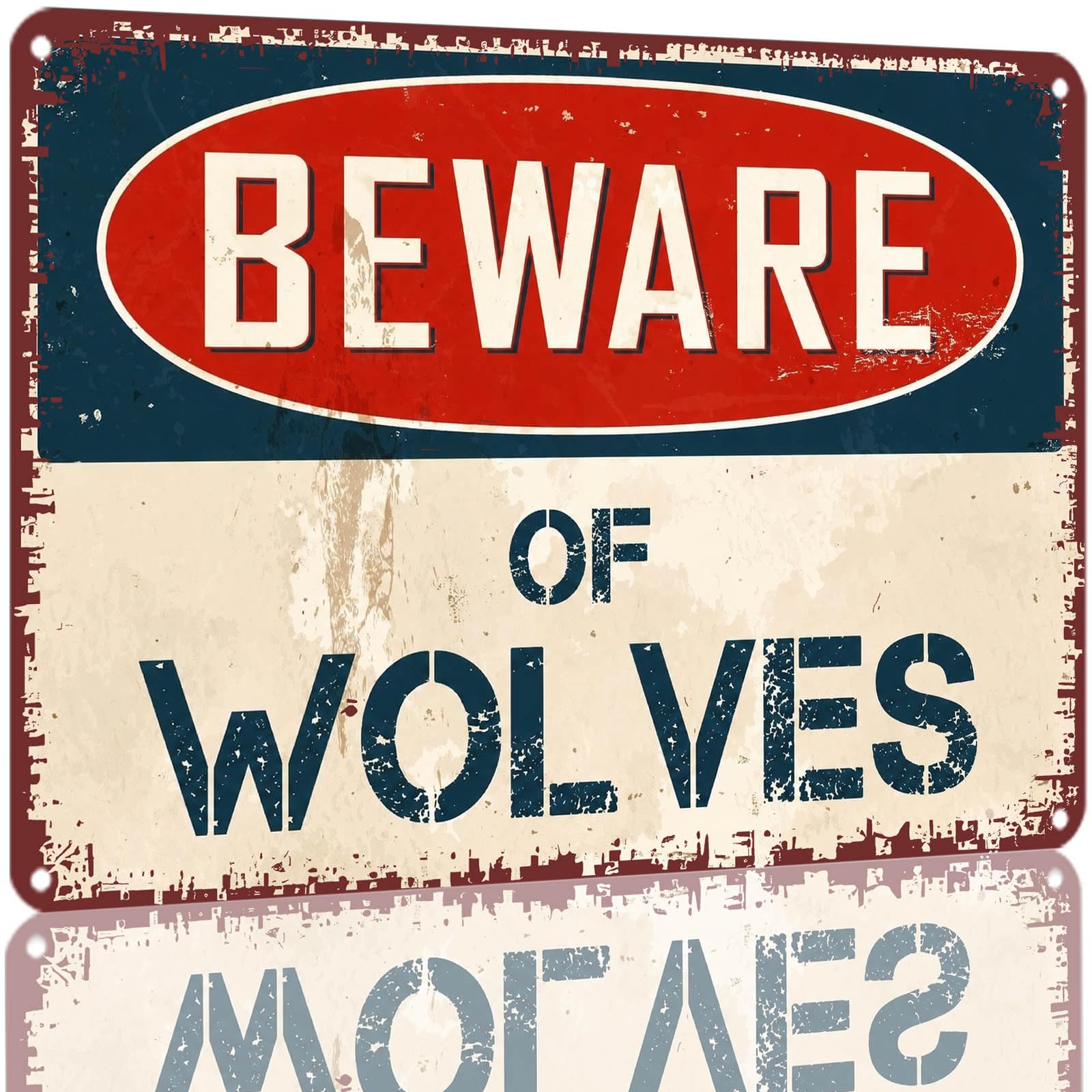 Kwqdozf As Pic Beware Of Wolves Vintage Metal Sign 8X12 Inch Retro Aluminum Tin Sign Wall