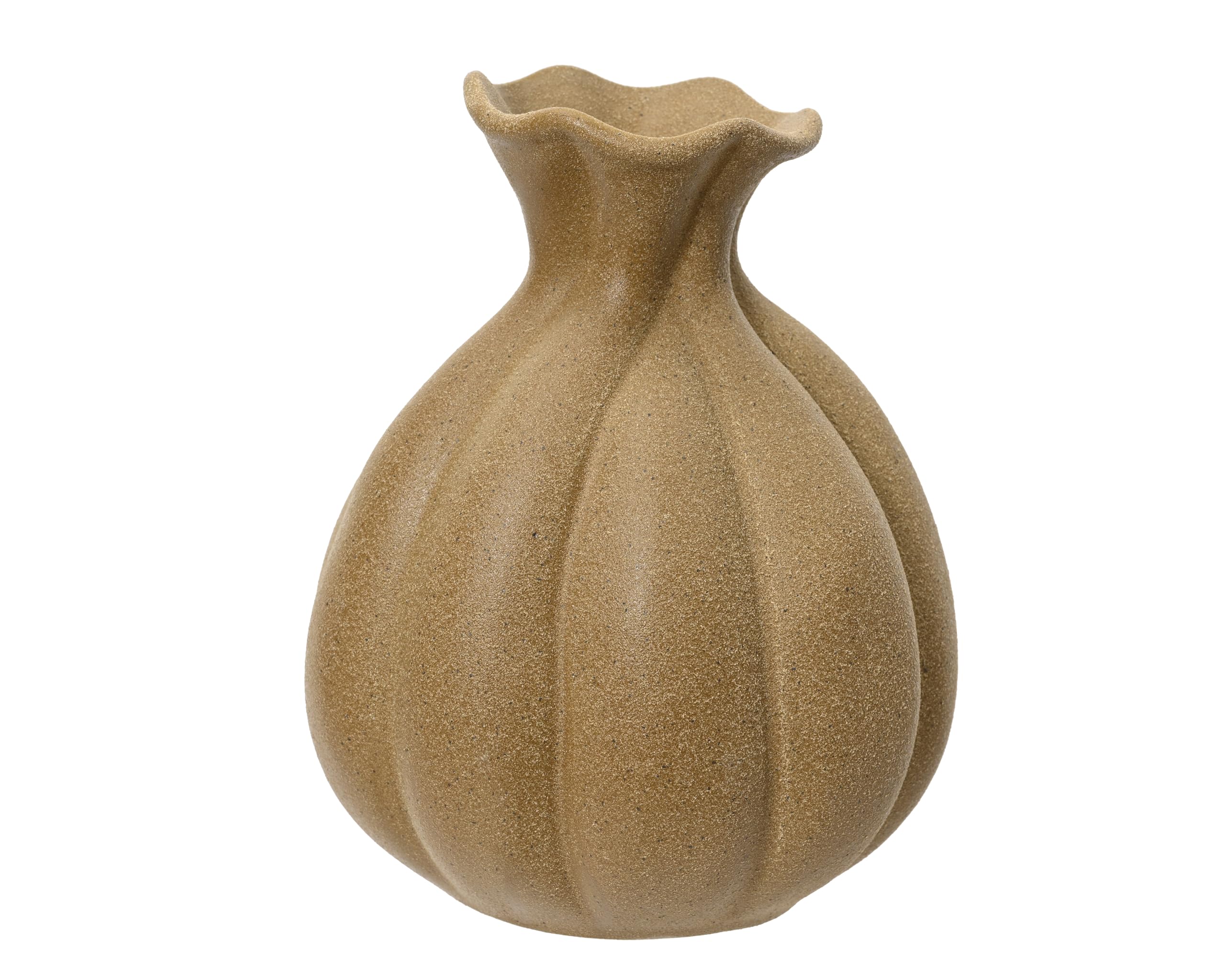 Decoris Light Brown Stoneware Vase-14.3cm Diameter, 18.3cm Height, One Size