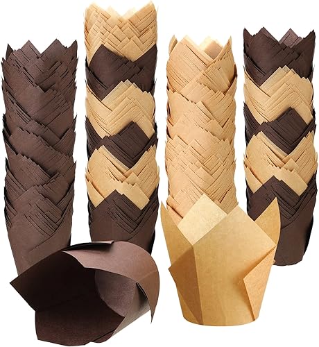 400 forros de tulipanes para cupcakes para hornear, moldes de tulipán para muffins, envoltorios a prueba de grasa, soportes para tazas de hornear disponible en Yaxa Peru