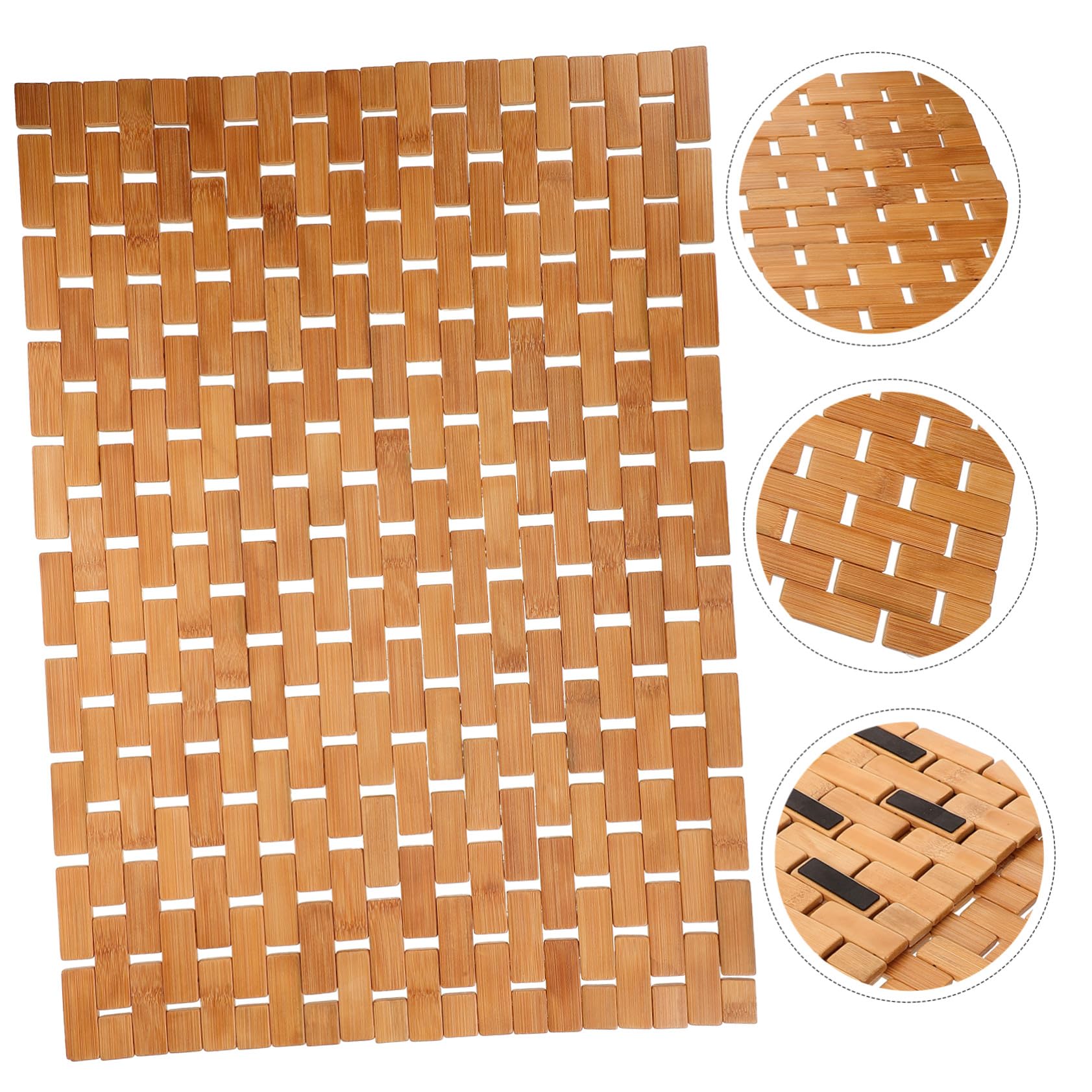 VALICLUD Alfombrilla Antideslizante De Bambú 40x60 Cm, Esterilla De Suelo Resistente Al Agua Diseño Trenzado, Material Natural De Bambú Carbonizado, para Baño, Ducha y Cocina, Uso Doméstico y Oficina