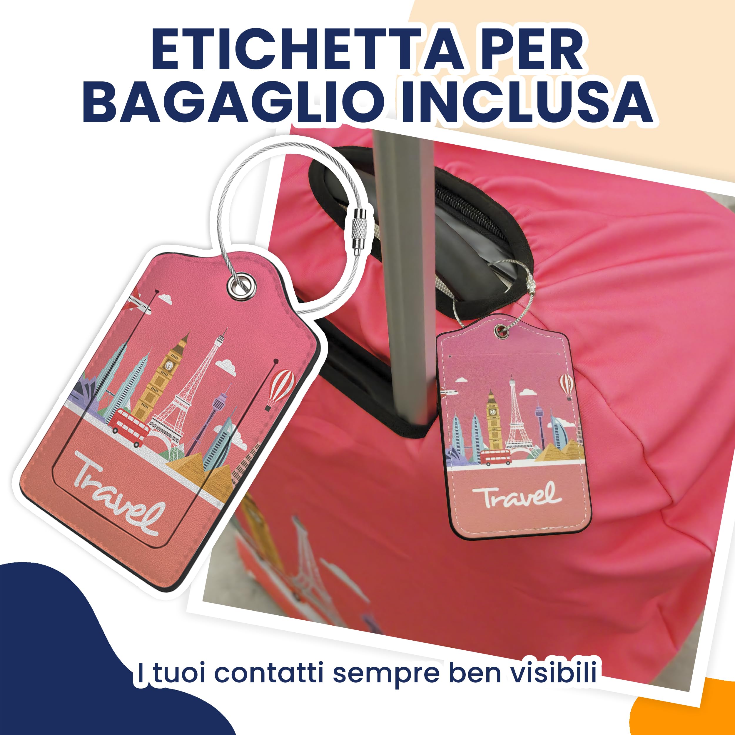 Copertura per valigia con etichetta per bagagli | Protezione per bagagli | Copertura protettiva per valigia con cerniera - Protezione per bagagli, XL