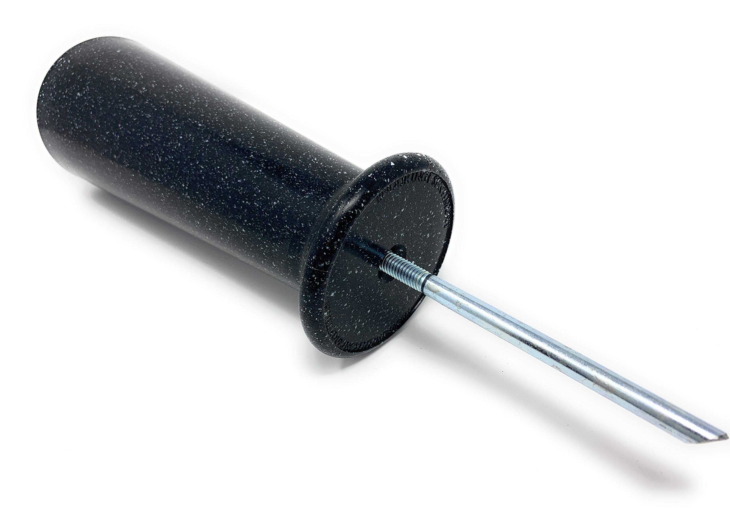 OPTIMUM Wąski wazon na kwiaty na cmentarzu, plastikowy (czarny granit) z metalowym kolcem do ziemi, znacznikiem grobowym, dekoracje na nagrobki, uchwyt na kwiaty nagrobka, trawnik ogrodowy i podwórko