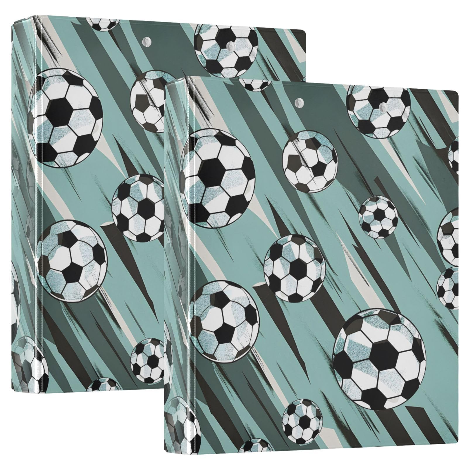 Raccoglitore a 3 anelli con motivo calcistico da 3,8 cm, contiene 200 fogli, 3 raccoglitori ad anelli con clip in metallo antiscivolo