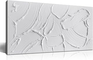 MXUNYZ White Abstract Painting Wall Art for Living Room 40x20 Inch | 3D Textured Hand-Painted Canvas Wall Art for Bedroom, Modern Minimalist Home Office Hotel Hallway Decor Ready to hang