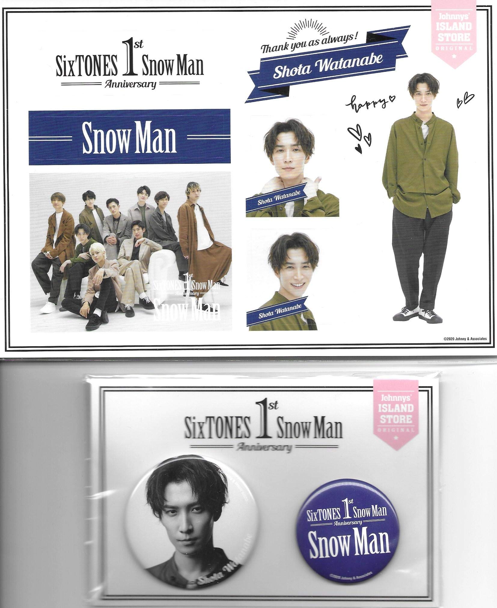 Amazon.co.jp: 渡辺翔太 SnowMan 1st Anniversary ステッカー缶バッジ 