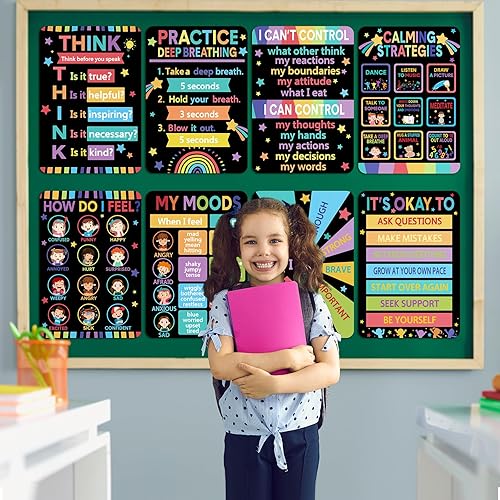 Miniatura 5 de 10 pósteres calmantes para niños, tabla de emociones para gestión de sentimientos, estrategias calmantes para el regreso a la escuela, juego de