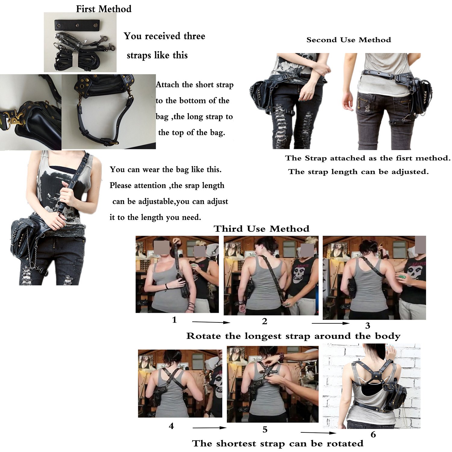 Hommes Femmes Punk Multi-usages Tactique Goutte Jambe Bras Sac Pack Hanche Ceinture Taille Sacs Banane Sport Sac À Bandoulière Sacs Banane Ville