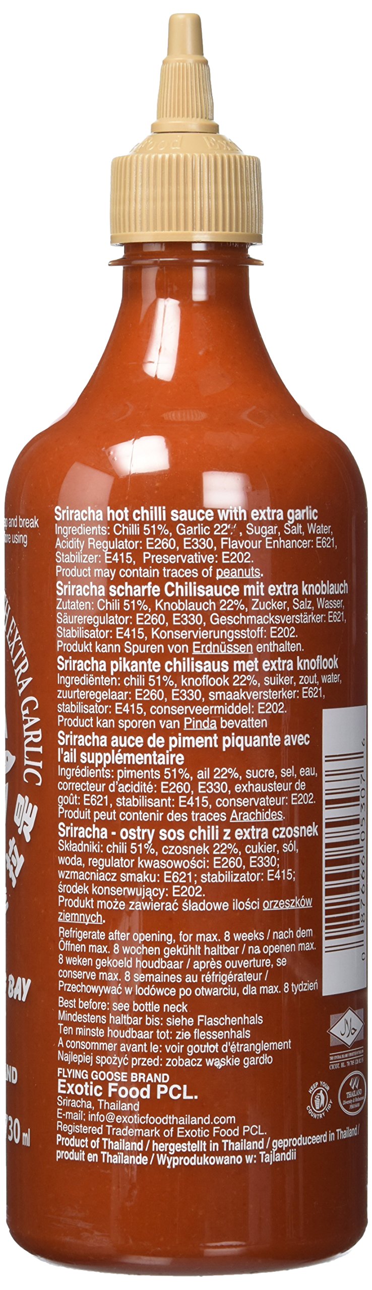 Flying Goose Sriracha Sauce mit Knoblauch, 12er Pack (12 x 730 ml)