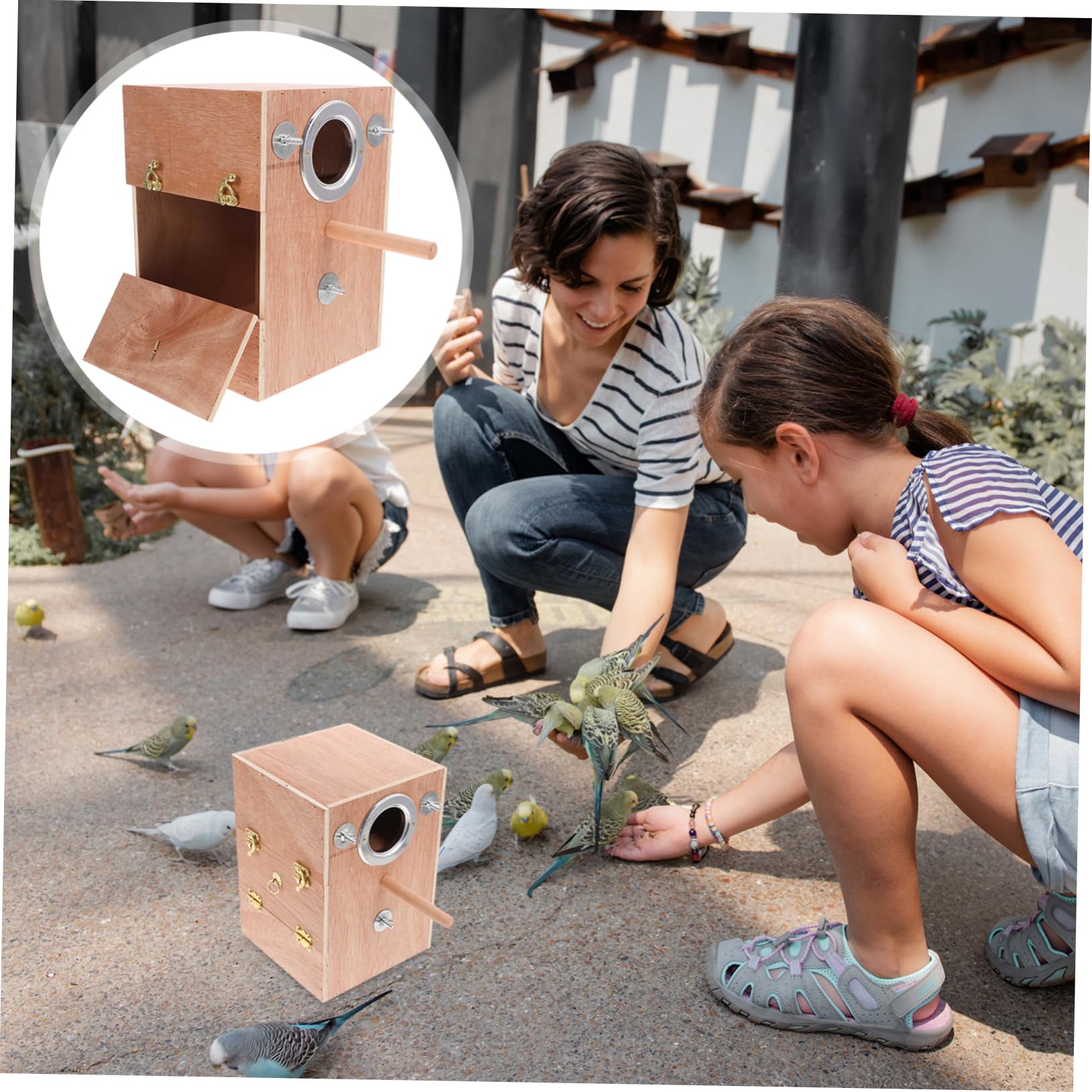 POPETPOP Casetta per Pappagalli in Semplice, Box per Allevamento Sicuro, per Gabbie e Finestre in Ambienti ed Esterni