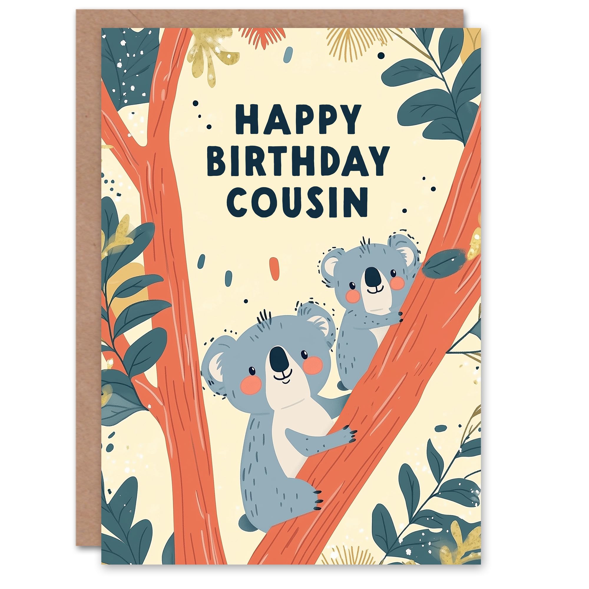 Wee Blue Coo Birthday Card Cute Koala Bears On A Tree Illustration For Cousin