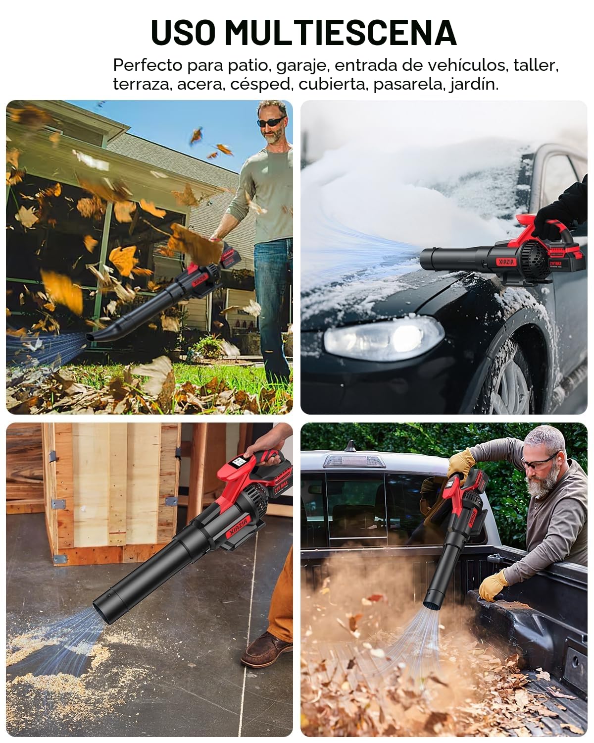 Soplador de Hojas sin Cable con Pantalla LCD, 3 Velocidades, 2×4.0Ah Baterías y Cargador Rápido, Soplador Eléctrico Ligero para Cuidado del Jardín, Entrada, Hojas, Polvo y Nieve