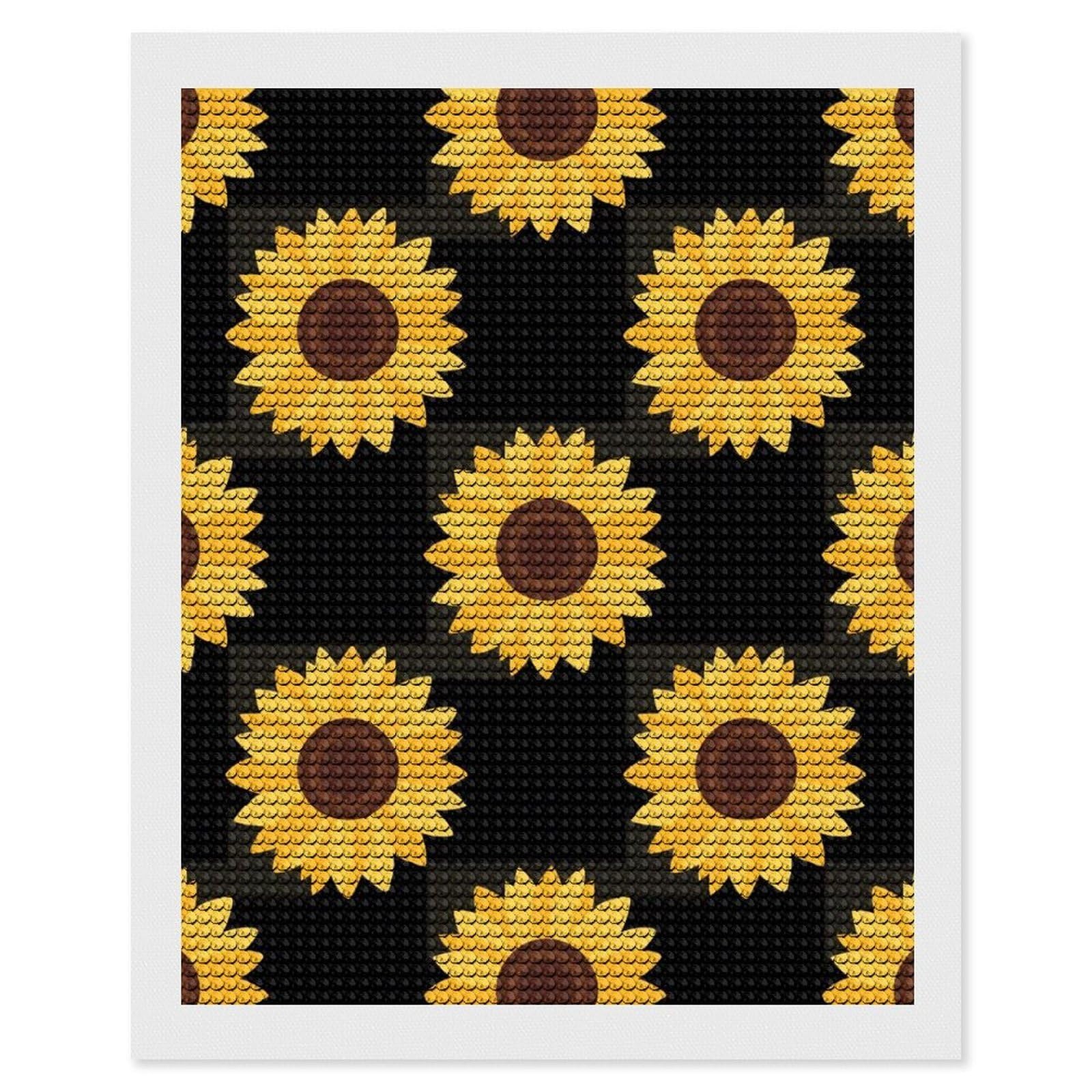 FodPand Sunflower 5D Diamond Painting Kits for Adults Beginners Full Drill Round Diamond Dots Pictures Gem Art Supplies for Home Wall Room Decoration DIY Craft Set Gift 16x20