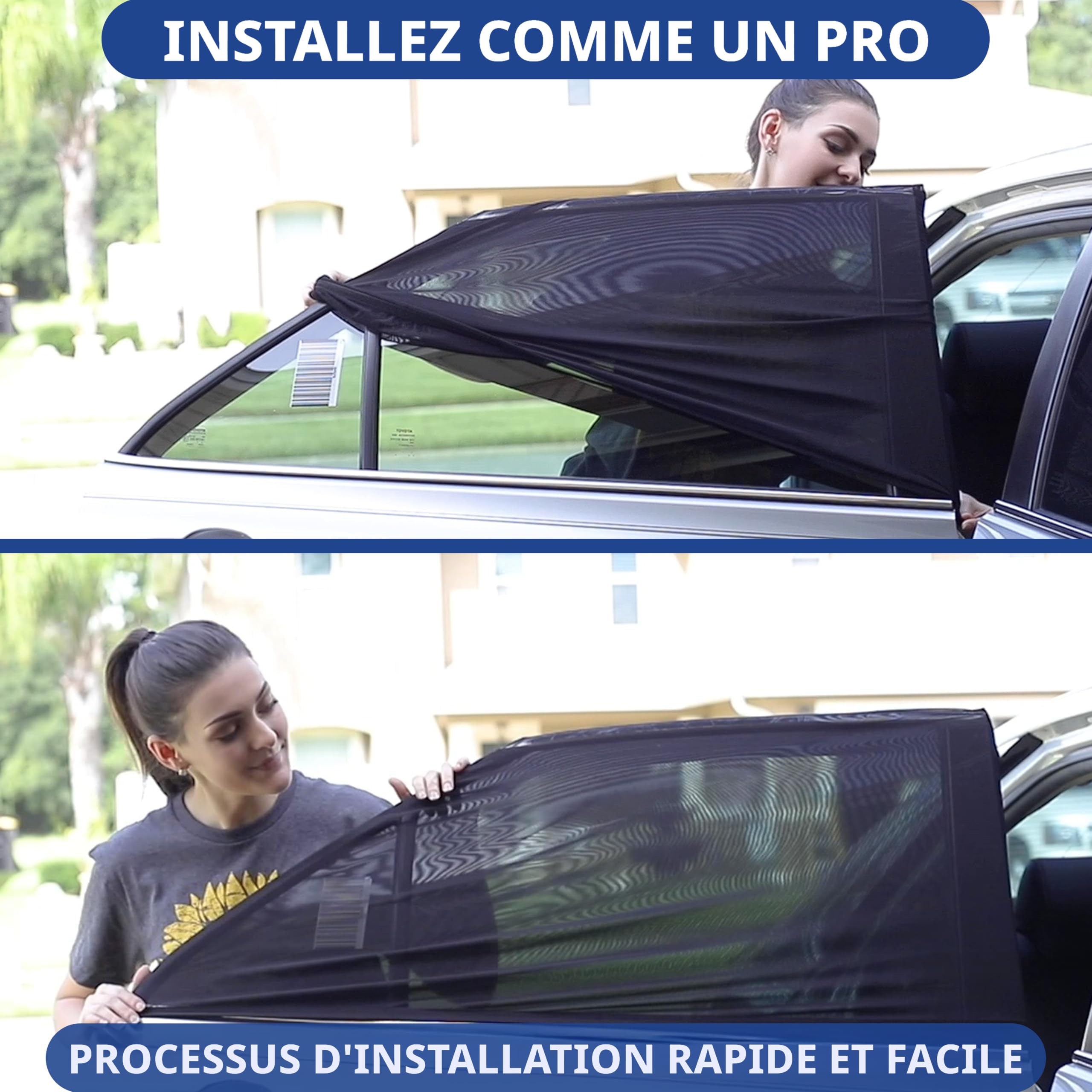 Store Pare-soleil Pour Vitre Arrière Voiture - Maille Noire Légère, Anti-UV, Anti-chaleur, Intimité Camping Et Voyage