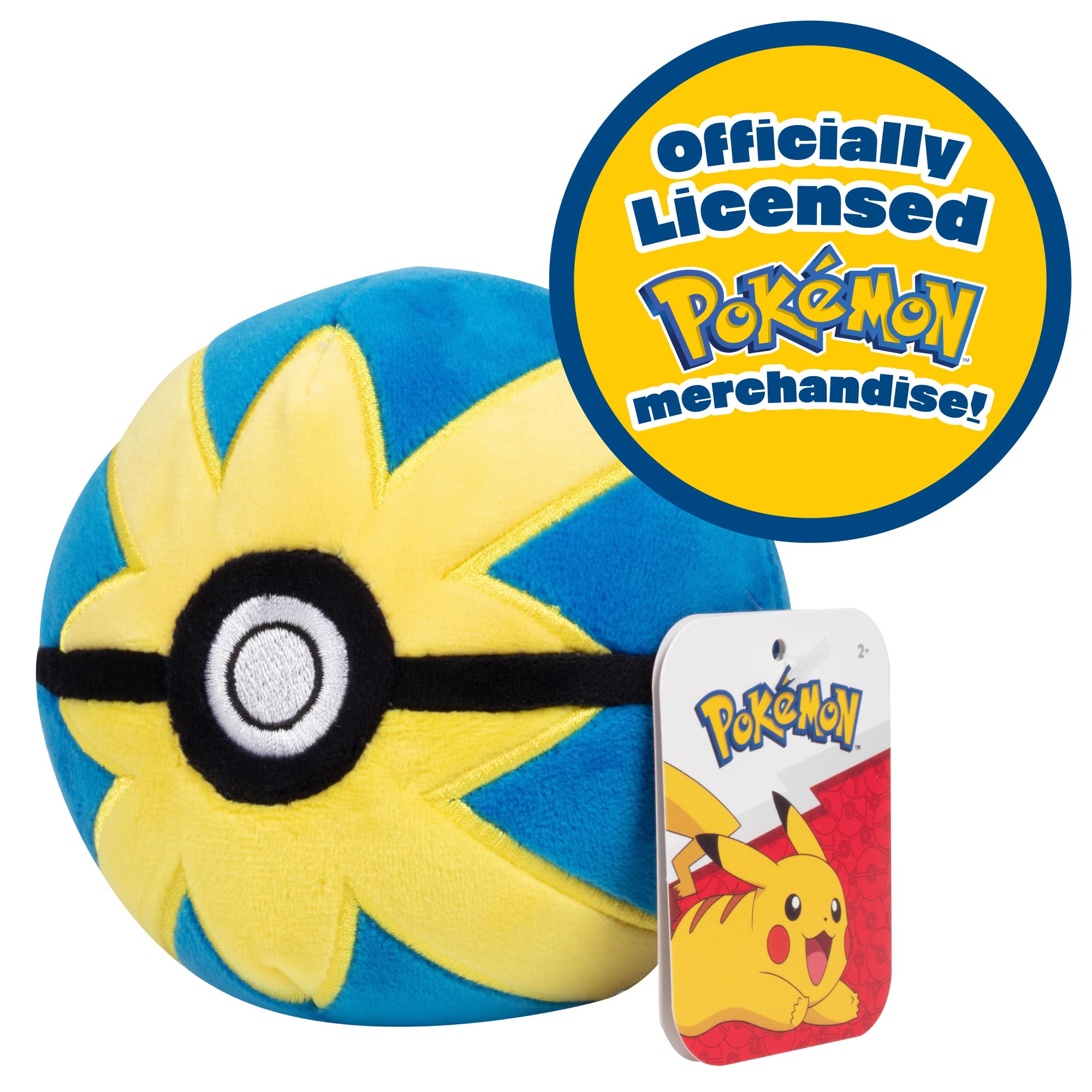 Pokemon - Poke Ball de 5 pulgadas y bola rápida de peluche, paquete de 2 unidades, con licencia oficial, auténtico juguete de pokeball de peluche suave con parte inferior ponderada, Gotta Catch 'Em