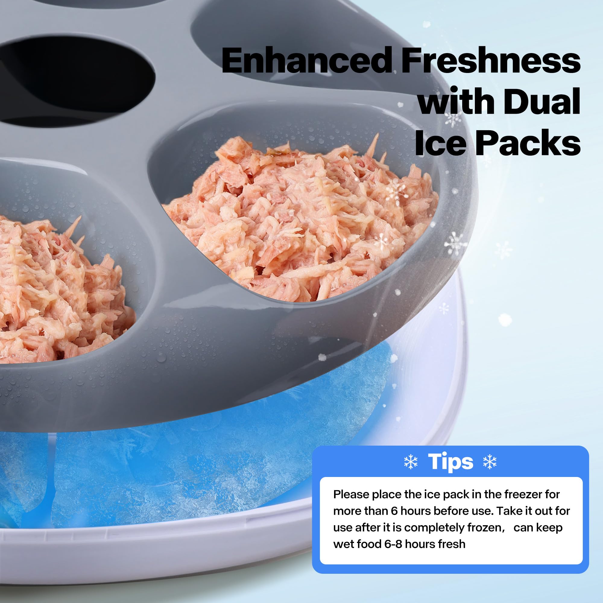 PetPrime 6-Meal Automatic Cat Feeder with Two Ice Packs,Cordless Rechargeable Cat Food Dispenser for Cats and Small Dogs Wet Food Auto Pet Feeder White - image 4