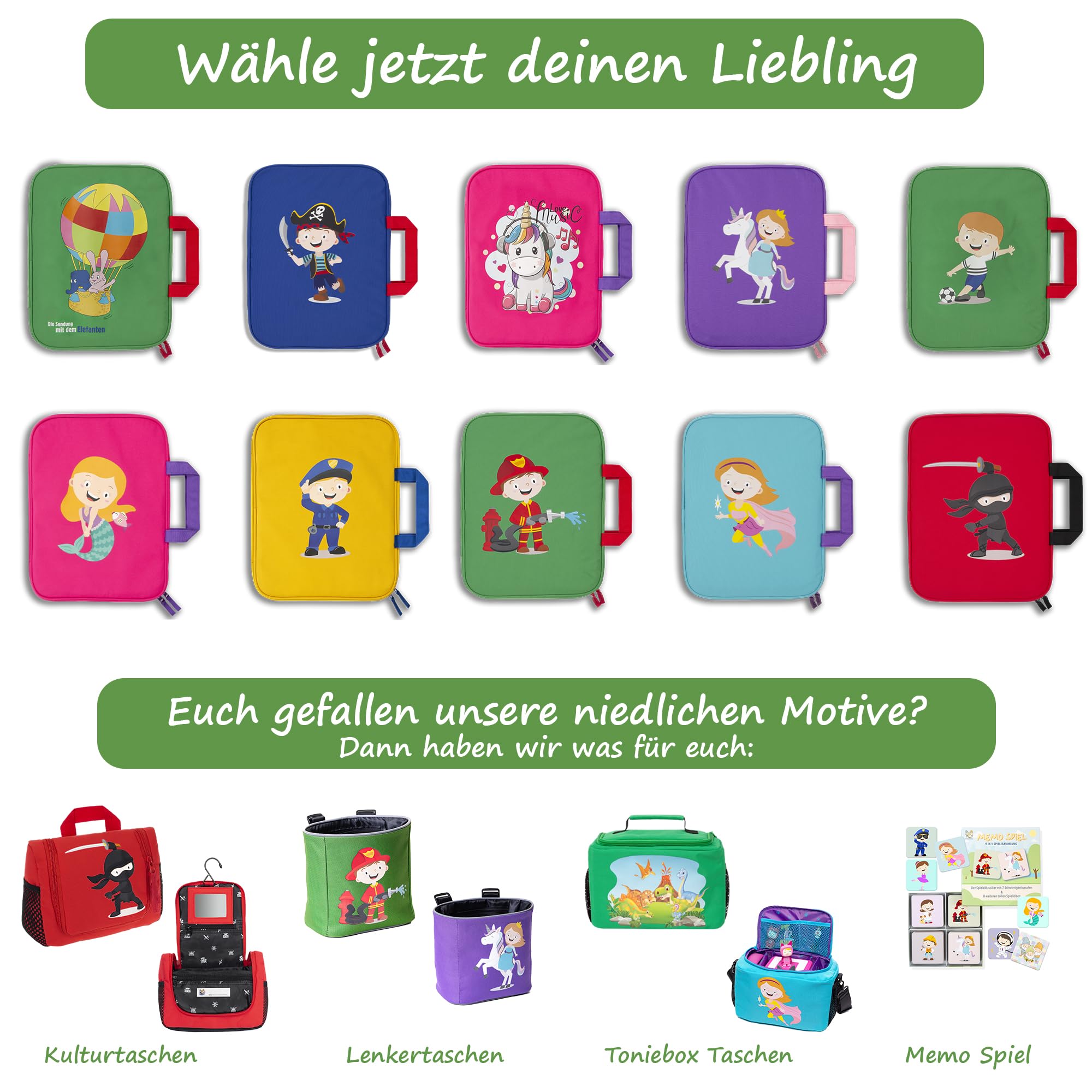GRINSEZWERGE Tasche für TipToi im Feuerwehrmann Design I Aufbewahrung für TipToi Stift, Bücher & Zubehör I Kinder Tablet Tasche I Tragetasche für Edurino Figuren
