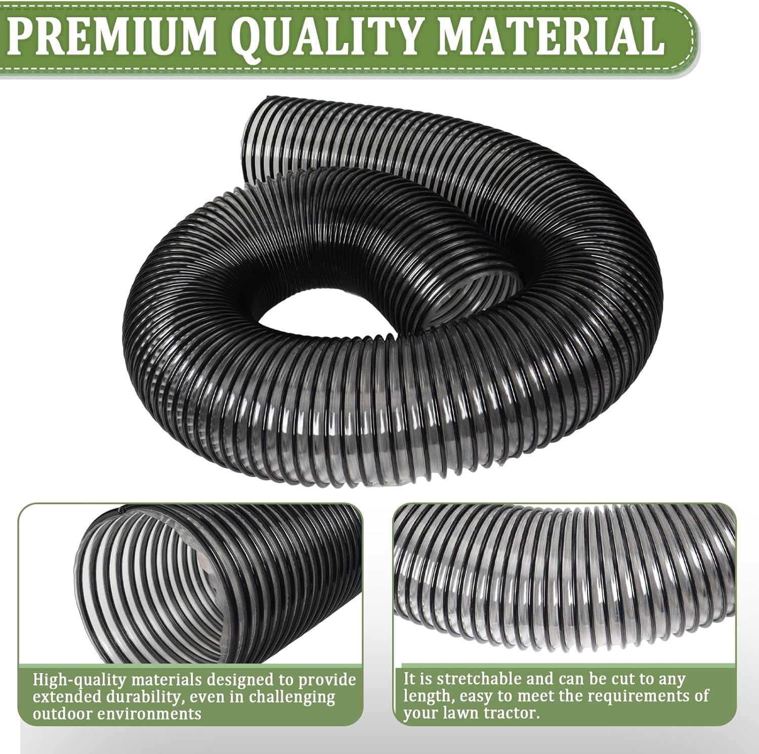69860 Lawn Vacuum Hose Replacement | Compatible with Agri Fab 41882, Mow-N-Vac & Chip-N-Vac | Fits Models 45-0577, 45-0578, 45-0567 | 84"L x 6"W - Durable & Flexible Leaf Vacuum Hose