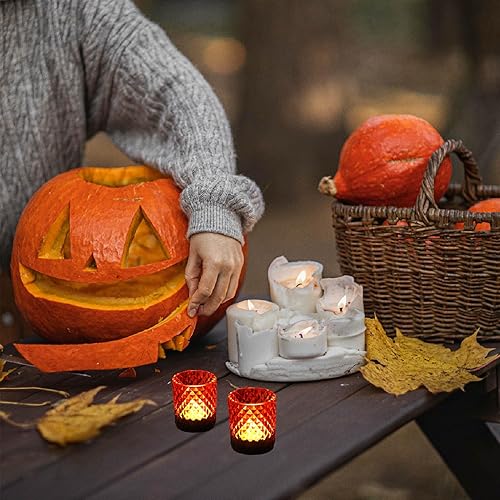 Miniatura 5 de Woho 24 portavelas ámbar para velas votivasvelas de té, portavelas votivas marrones para decoración bohemia del hogar, velas de té de vidrio para