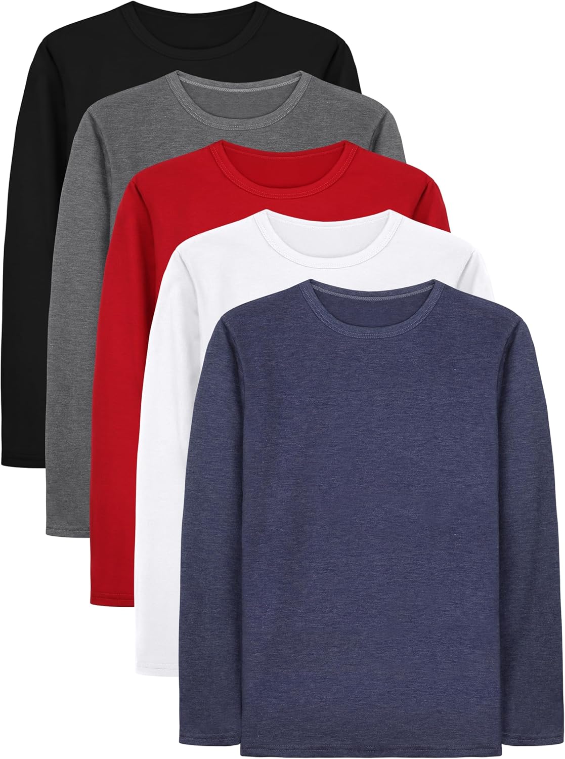 Cooraby 5 Pack Boys Long Sleeve Tees Boys’ Long Sleeve Crewneck T-Shirts Kids Long Sleeve Soft T-Shirts Top Cooraby 5 Pack Boys Long Sleeve Tees Boys’ Long Sleeve Crewneck T-Shirts Kids Long Sleeve Soft T-Shirts Top