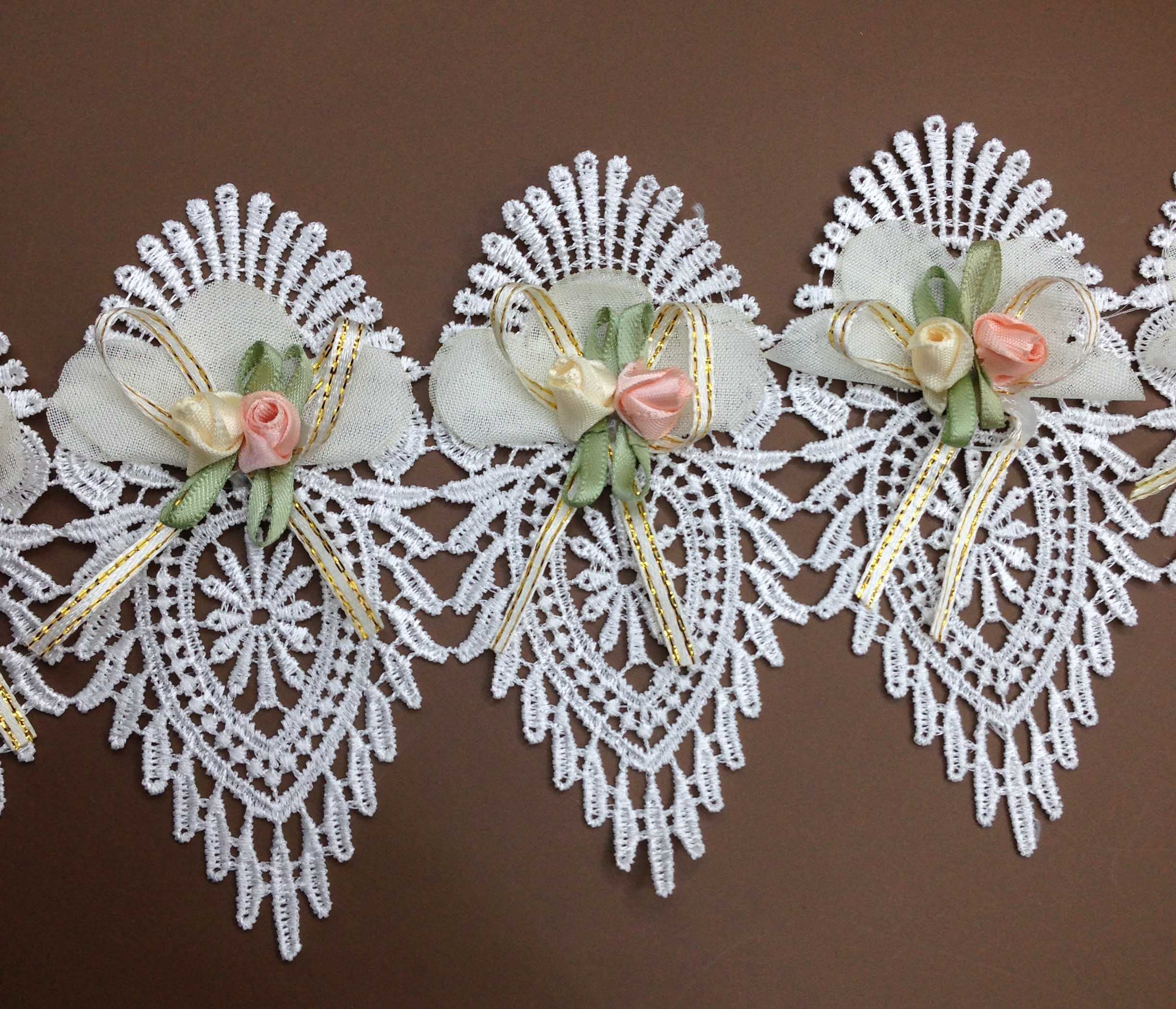 Haftowane kwiaty, 18 szt., kwiaty, koronka, tkanina na oczka, akcesoria odzieżowe, DIY, rękodzieło, ślub, koraliki w kolorze białym, 11 cm
