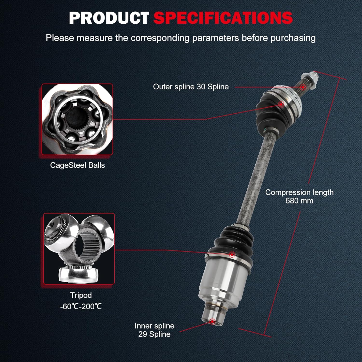 cciyu 66-4199 CV Axle Shaft Assembly Fit 2003-2006 for Acura MDX 3.5L,2006-2008 for Honda Pilot 3.5L Front Right Passenger Side AWD