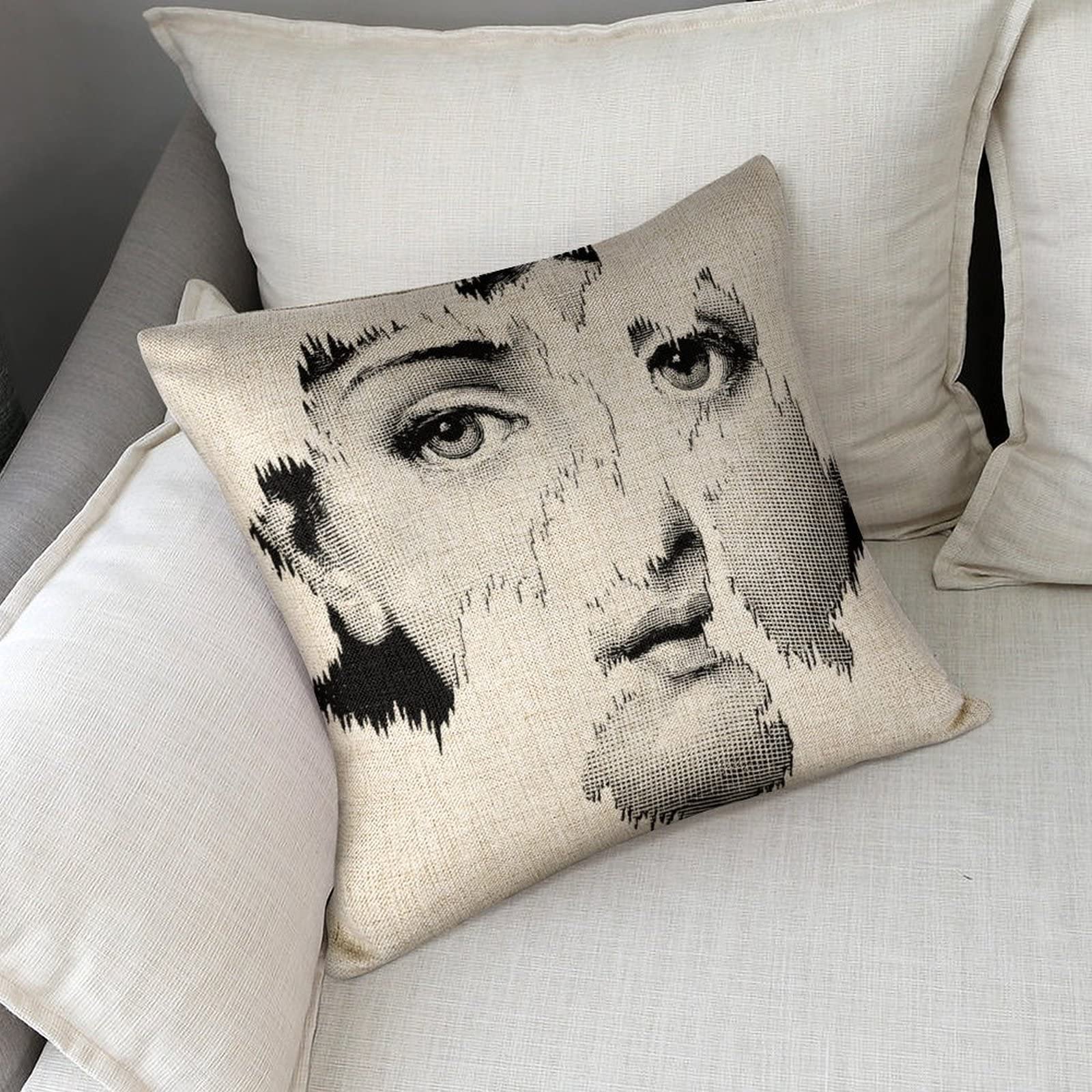 Lina Cavalieri Housse De Coussin Décorative En Lin Artificiel, œil Personnalisé, Comprend Uniquement Une Taie D'oreiller (45 X 45 Cm) A17