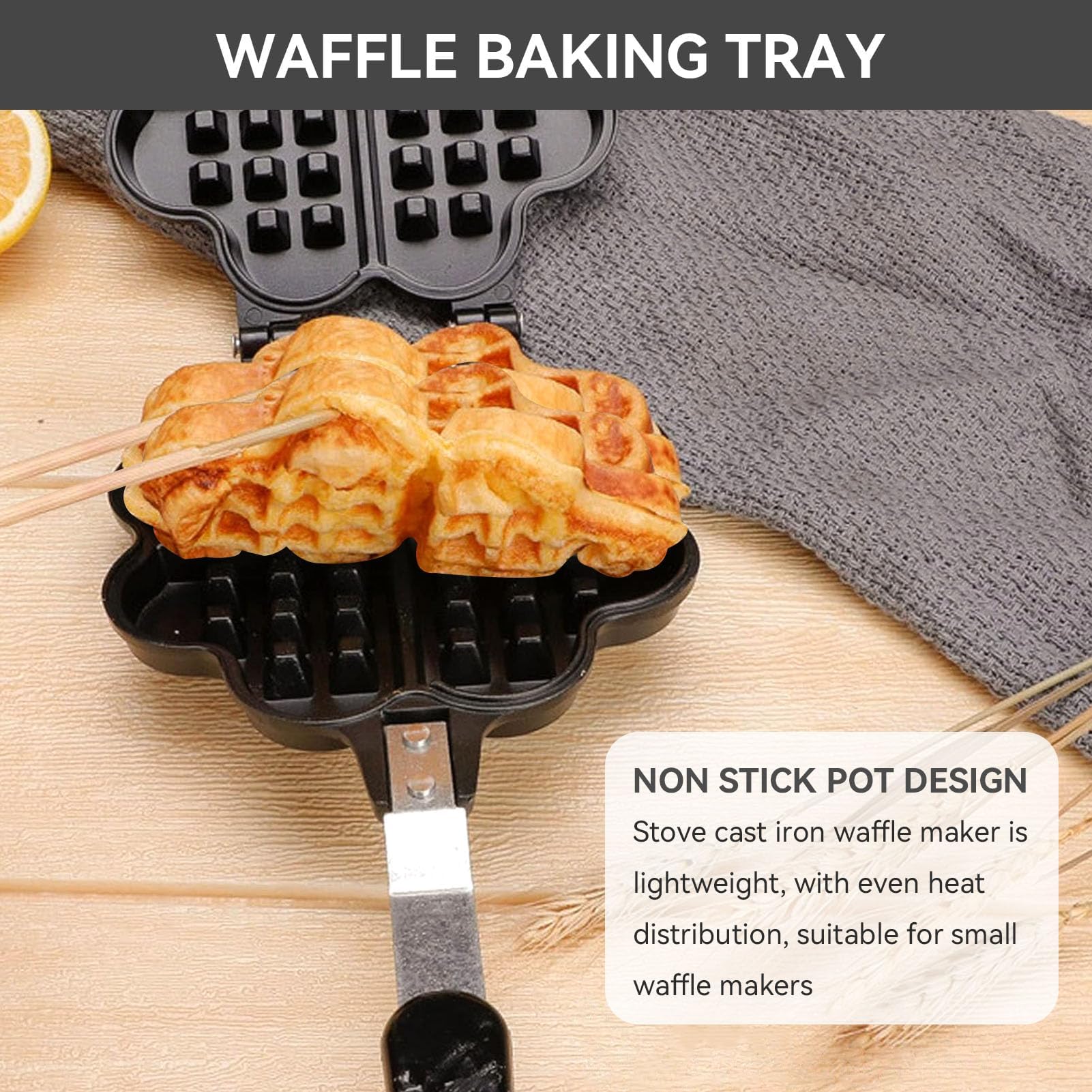 Cyrank Waffle, Double Plat D'aluminium Mini Waffle Petit-déjeuner Portable Sandwich, Grille-pain Pour La Cuisine Familiale