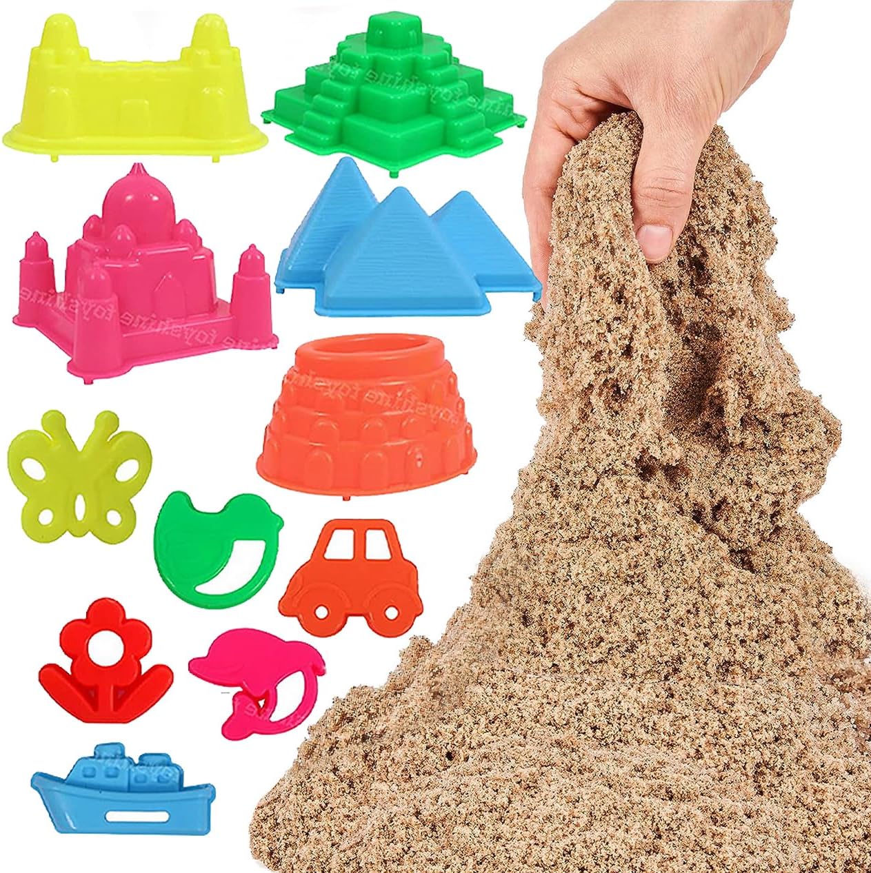 Toyshine 1 Kg Creative Sand for Kids with 12 Play Molds | Kids Activity Toy Soft Sand Clay - Natural Color