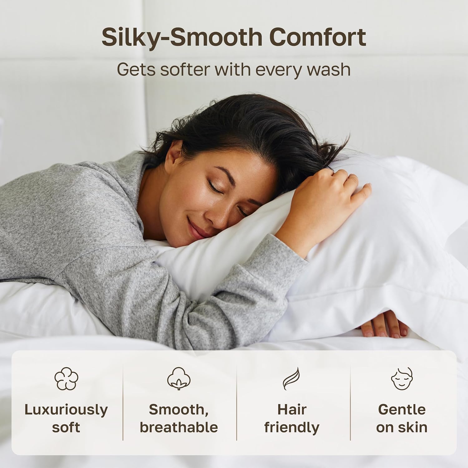  2-Pack Pillowcases Standard, 100% Cotton Sateen thumbnail
