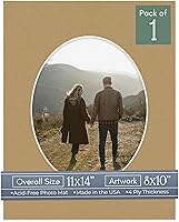 Vista 80 de CountryArtHouse Marco ovalado de 11 x 14 pulgadas, sin ácido, con núcleo blanco, corte biselado para fotos de 8 x 10 pulgadas, se adapta a marcos