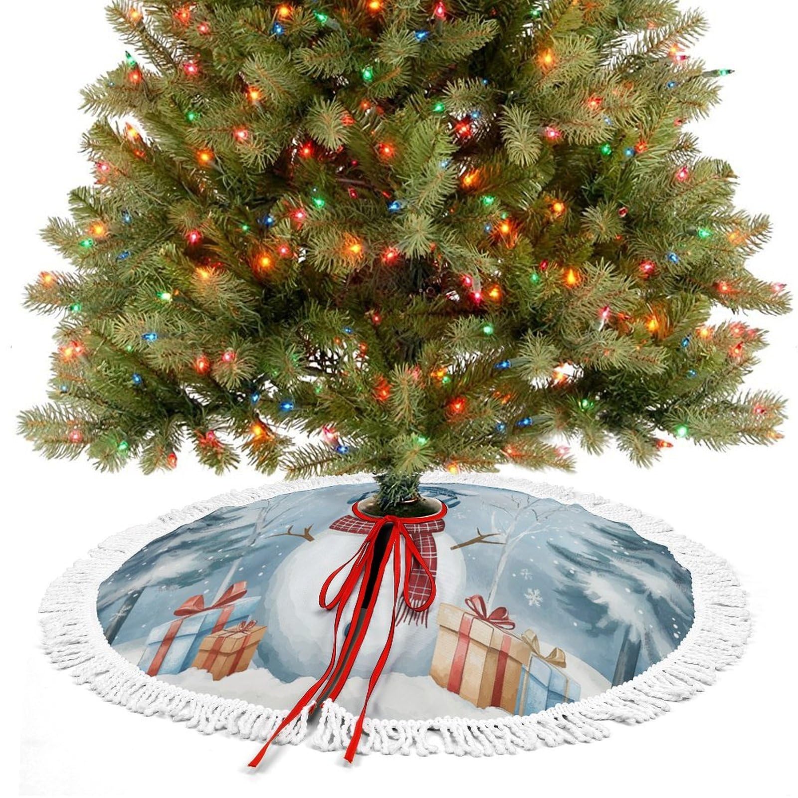 Tapis d'arbre de Noël forêt magique pour salon et terrasse
