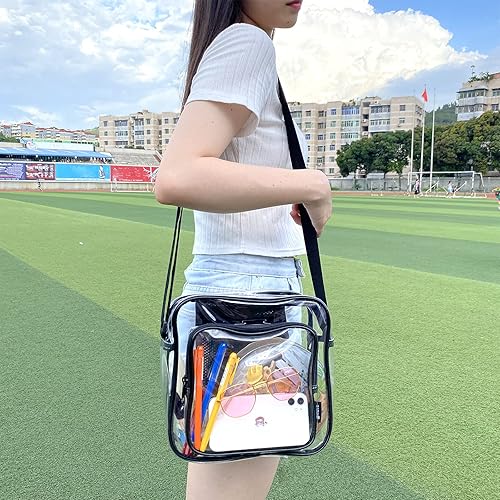 Miniatura 6 de Bolso cruzado transparente aprobado para estadios, bolsa de hombro transparente con correa ajustable para trabajo, conciertos, eventos deportivos,