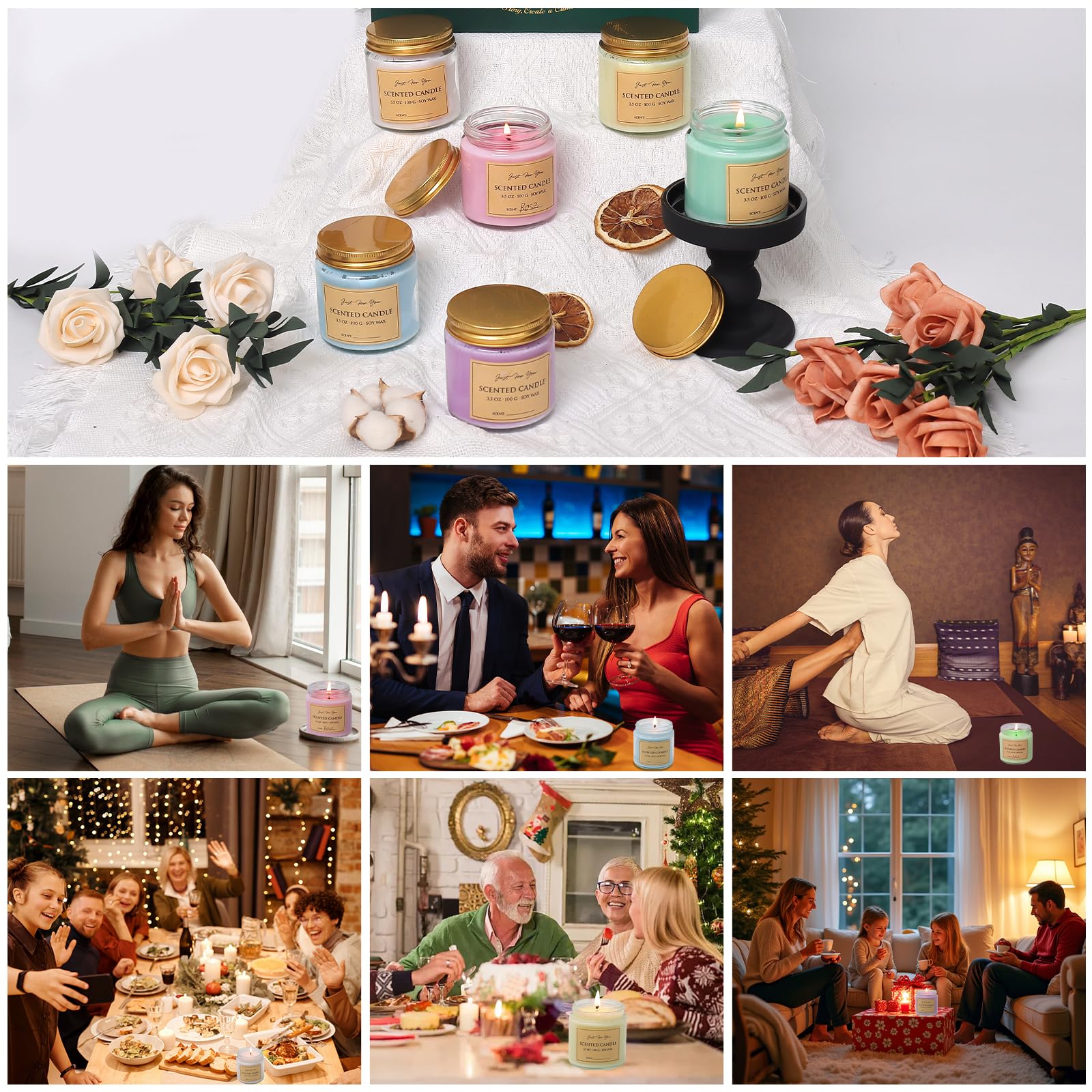 Aeraroma Kit per Realizzazione Candele, Kit per Candele di Soia per Principianti - Forniture per Candele Fai da Te Starter con Pentola di Colata da 900ml e Scatola Regalo Elegante