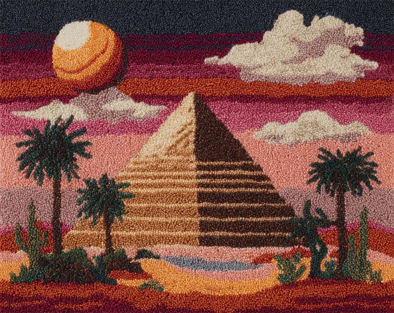 AxiangziK Landscape DIY Latch Hook Kits Egyptian Pyramids DIY Crochet Kits Embroidery Set Latch Hook Rug Kit for Beginners Needlework Crafts for Home Decor 23x35in