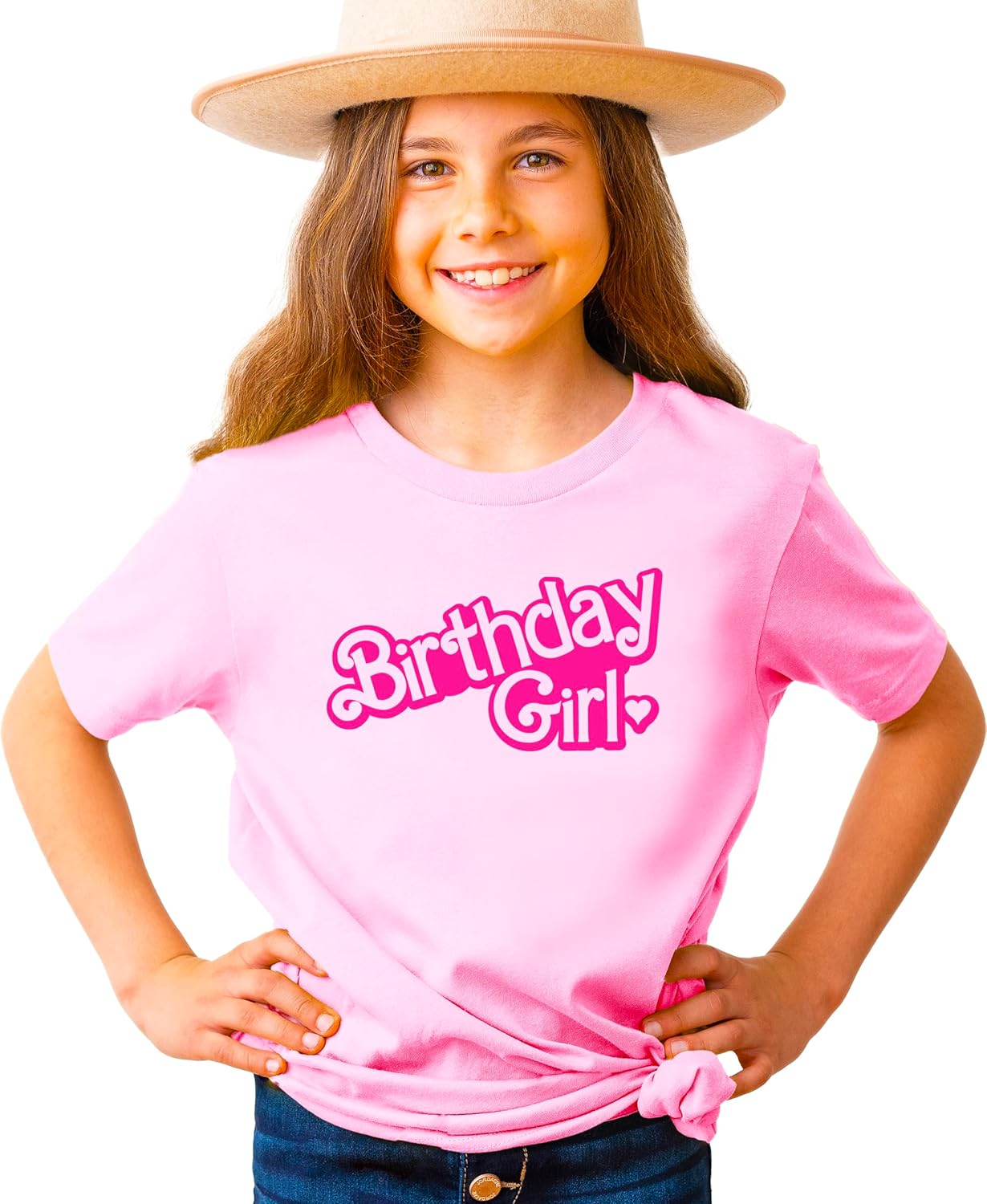 Pink Birthday Girl Matching Family Shirts Cute & Girly Birthday Party Tee - Each Saying Sold Individually