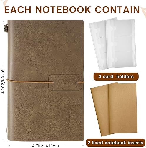 Miniatura 2 de Sabary Paquete de 8 cuadernos de viaje vintage con forro de piel sintética, cuadernos retro recargables para viajeros, cuadernos de escritura y